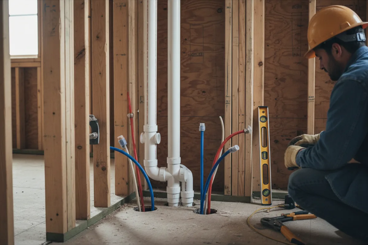 Drain and supply rough-in during Drain Cleaning in Maumee